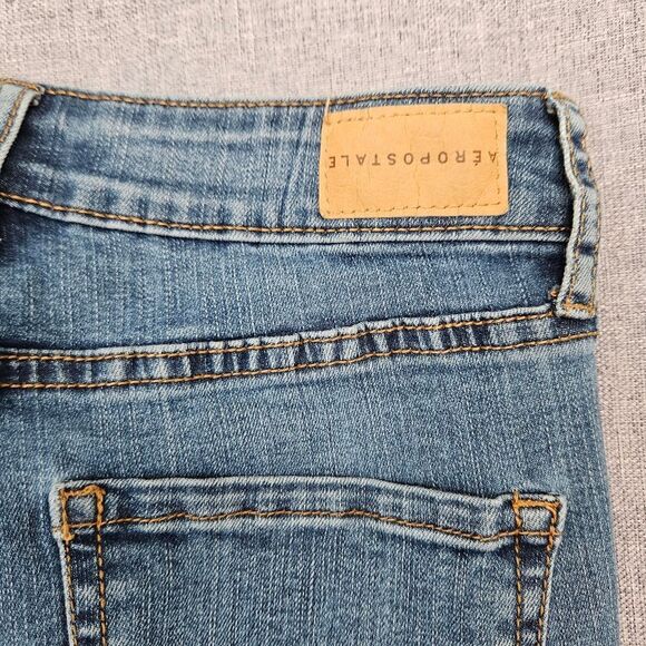 Aeropostale Floral Embroidered Blue Denim Jeans – Boho Y2K Vibe, Size 0 - Picture 9 of 11